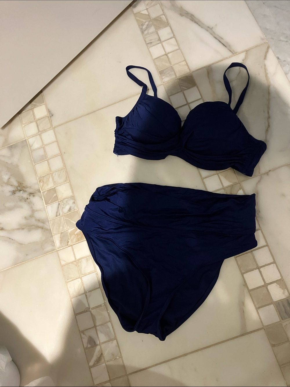 Navy adjustable bikini top and bottom set size m/l